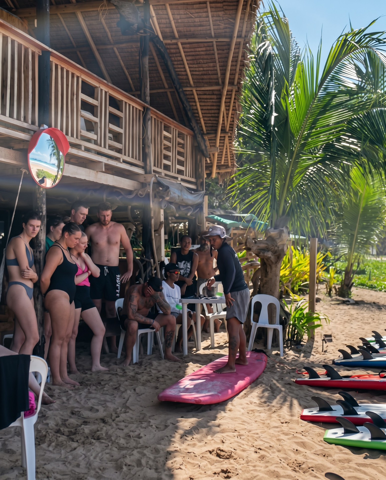 Surf lesson at Sick Buffalo camp, Duli Beach